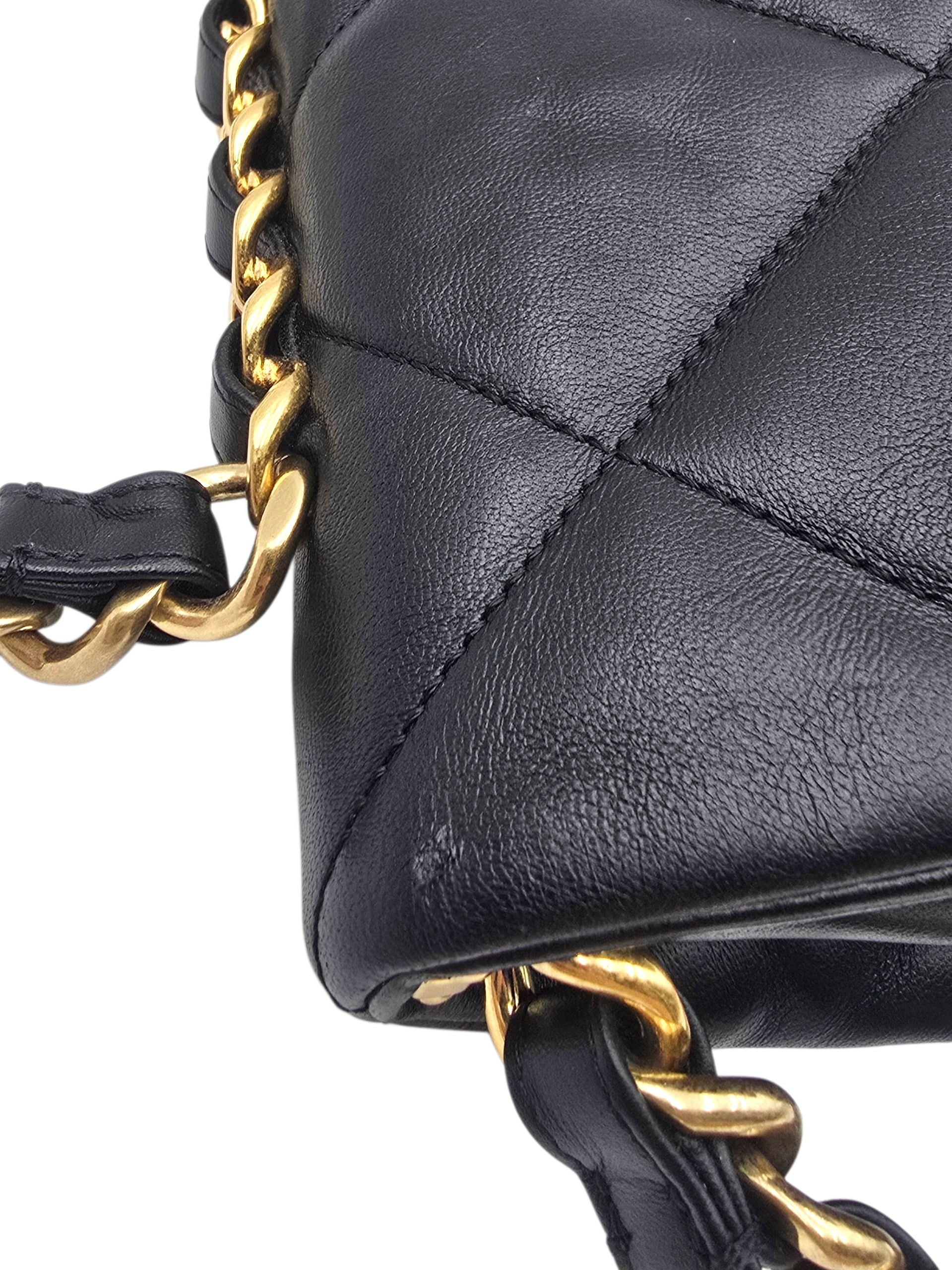 22B Small Black Shoulder Bag in Lambskin, Gold hardware