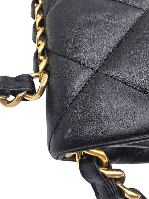 22B Small Black Shoulder Bag in Lambskin, Gold hardware