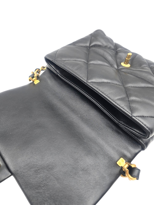 22B Small Black Shoulder Bag in Lambskin, Gold hardware
