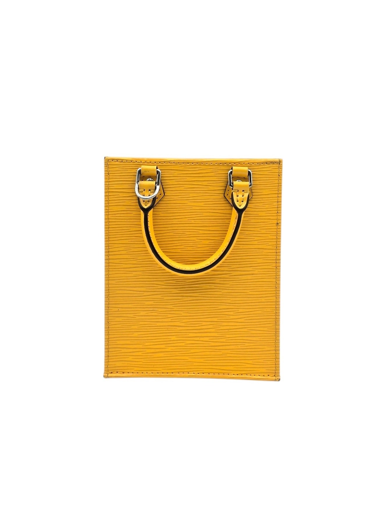 Sac Plat Shoulder Bag Petite Yellow in Epi Leather, Silver hardware
