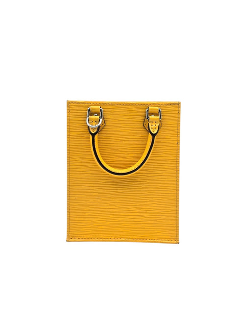 Sac Plat Shoulder Bag Petite Yellow in Epi Leather, Silver hardware