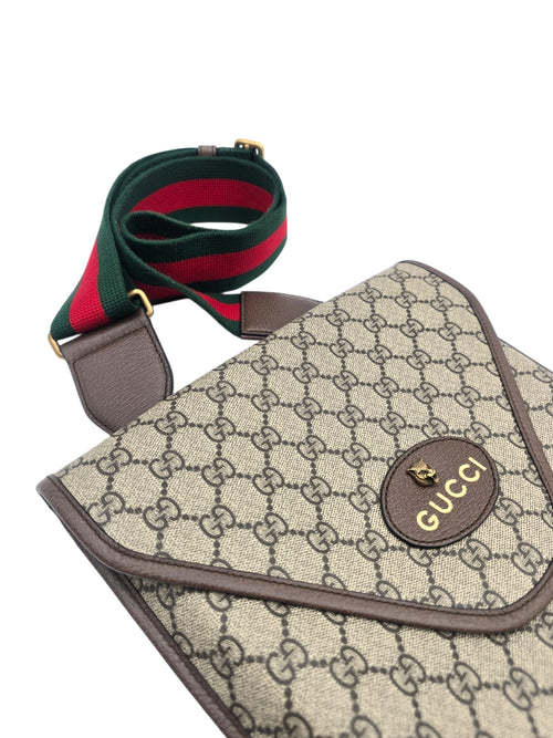 Neo Vintage Medium Brown Crossbody Bag in Coated Canvas