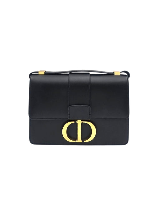 30 Montaigne  Shoulder Bag Black in Calfskin, Gold hardware