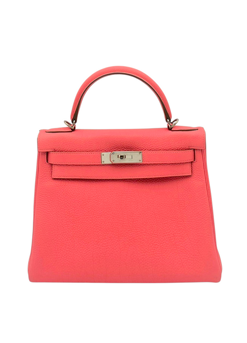 Kelly 28 Rose Lipstick in Togo, Palladium hardware