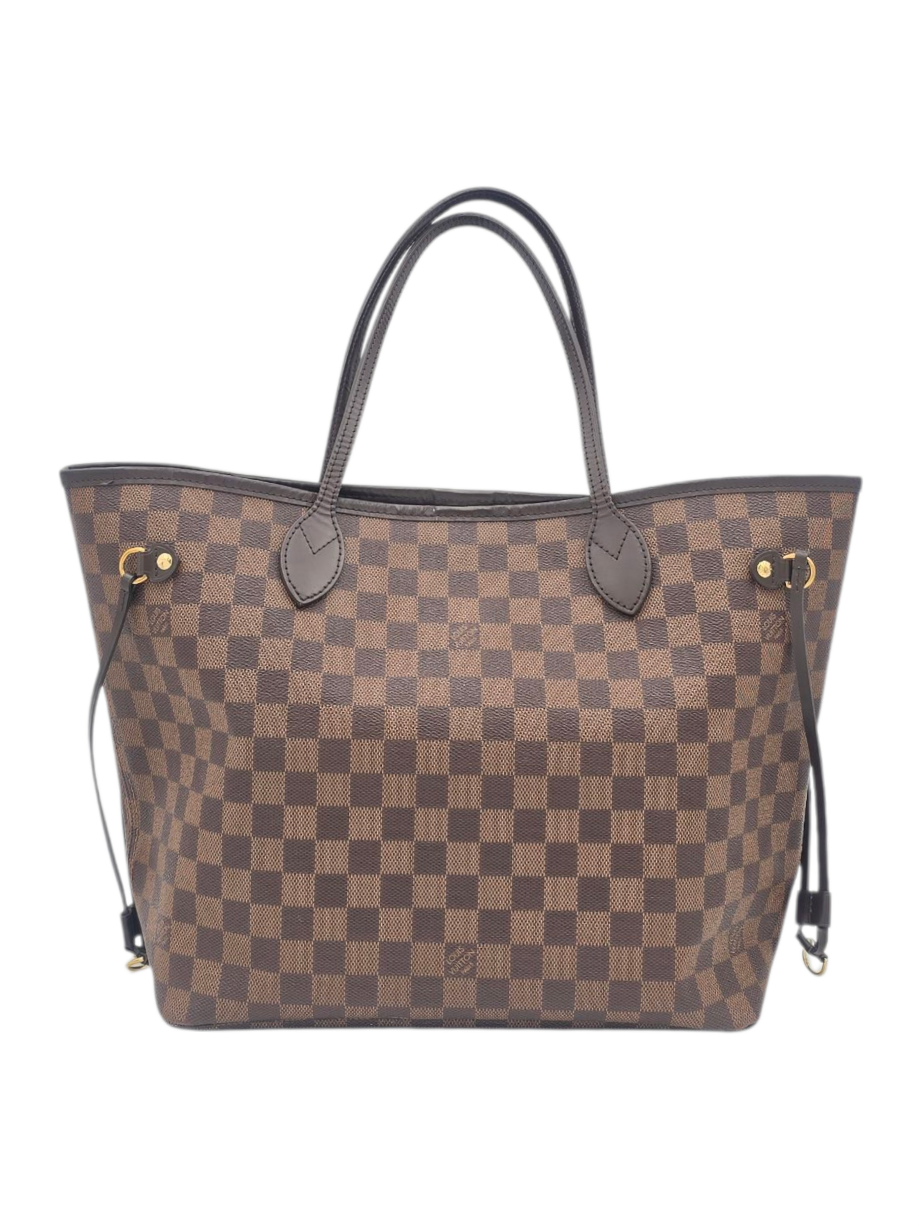 Neverfull PM Brown Shoulder Bag in Coated Canvas, Gold hardware