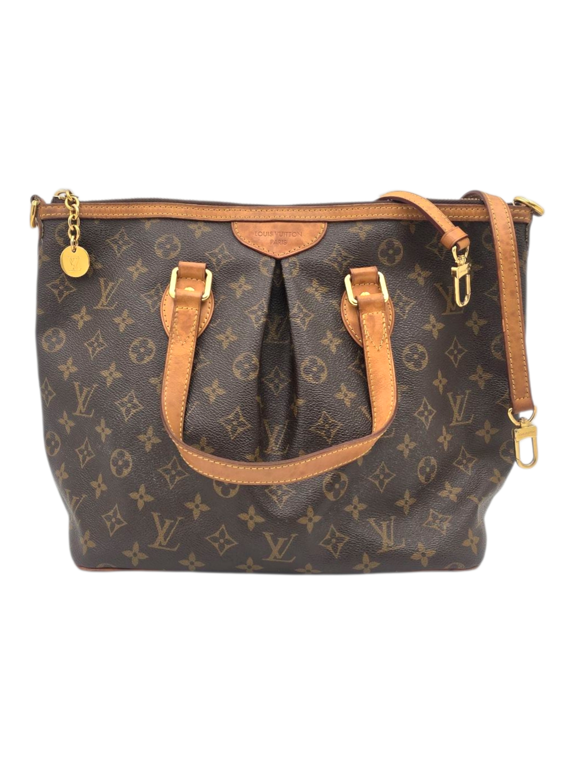 Palermo Shoulder Bag Brown in Coated Canvas, Gold hardware