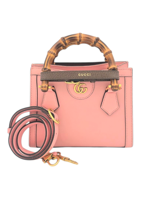 Diana Small Pink Shoulder Bag in Calfskin, Gold hardware