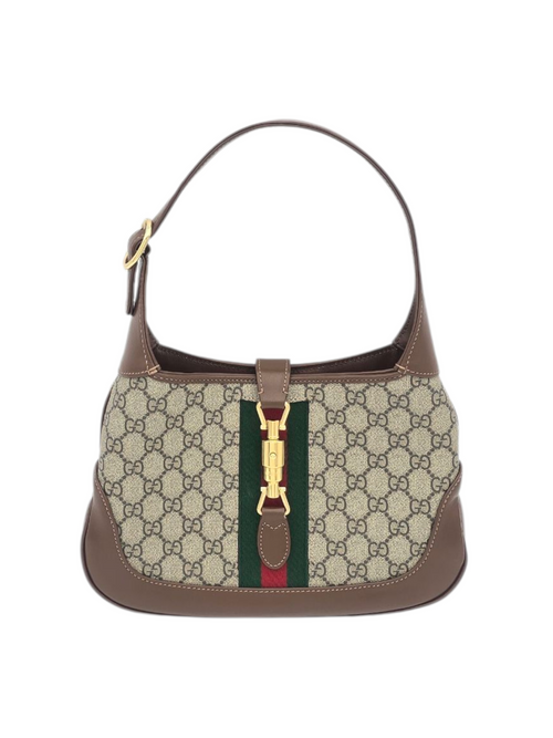 Jackie 1961 Small Brown Shoulder Bag in Canvas, Gold hardware