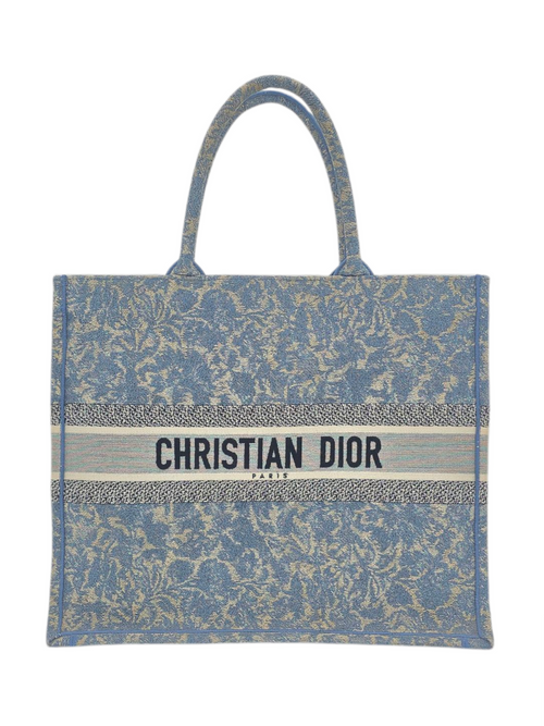 Book Tote Top Handle Bag Large Blue in Canvas,  hardware