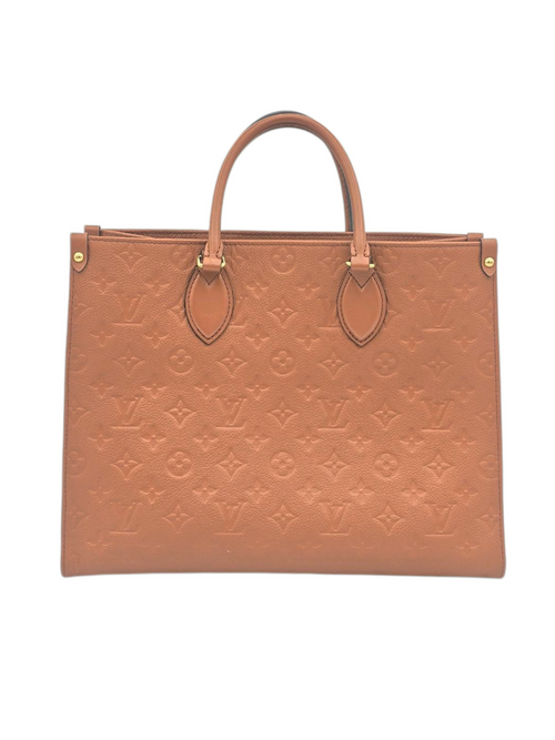 OnTheGo Top Handle Bag GM Brown in Empreinte Leather, Gold hardware