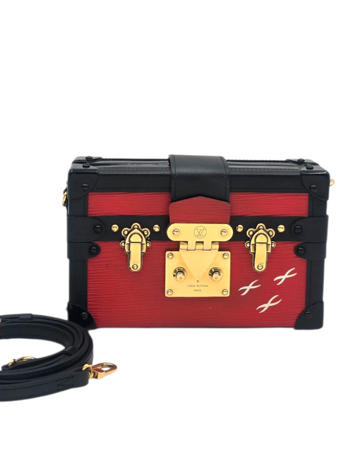 Malle Petite Red Shoulder Bag in Epi Leather, Gold hardware