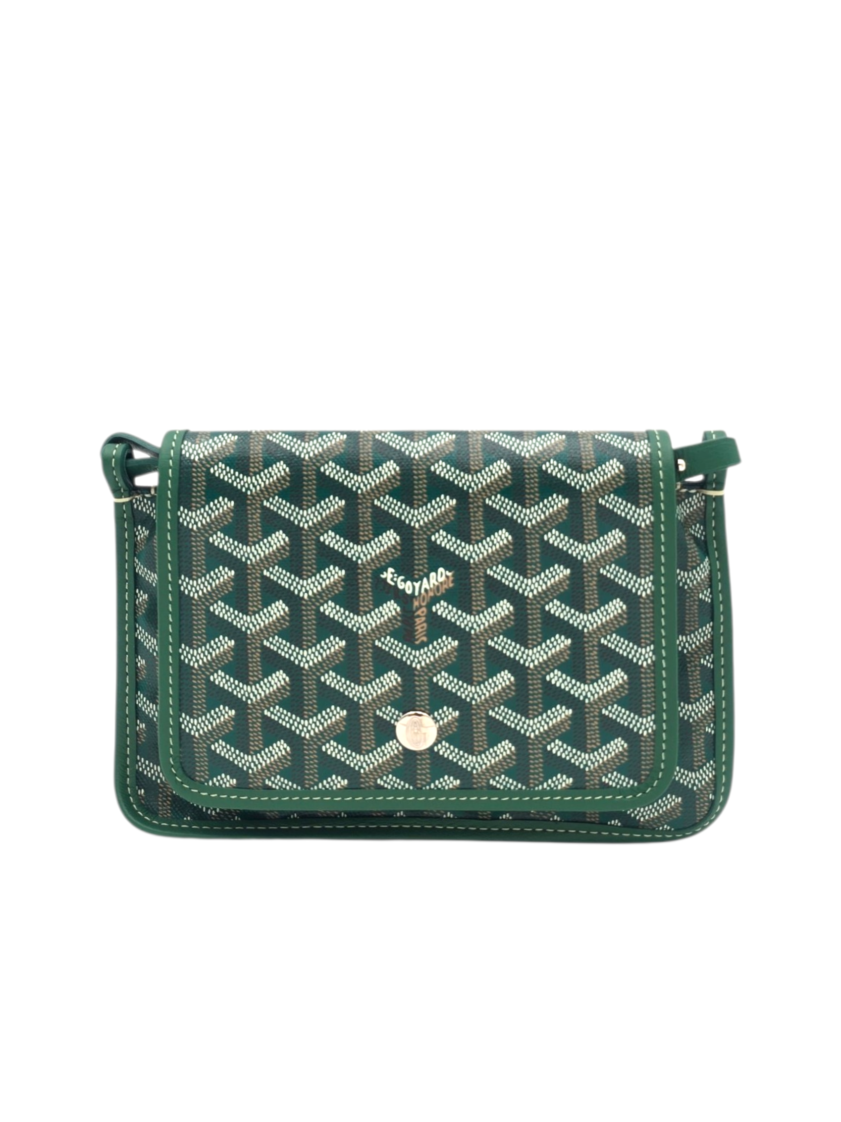Plumet Pocket Green Crossbody Bag in Coated Canvas