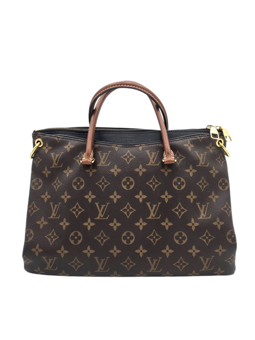 Pallas MM Brown Shoulder Bag in Monogram Coated Canvas, Gold hardware