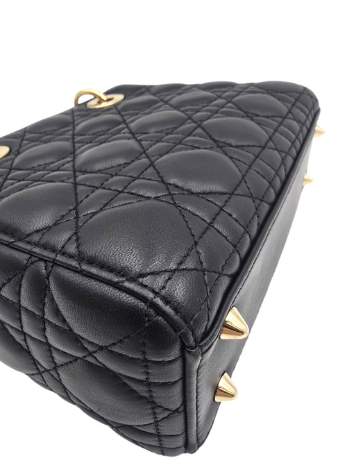 Lady Dior Black Top Handle Bag in Calfskin