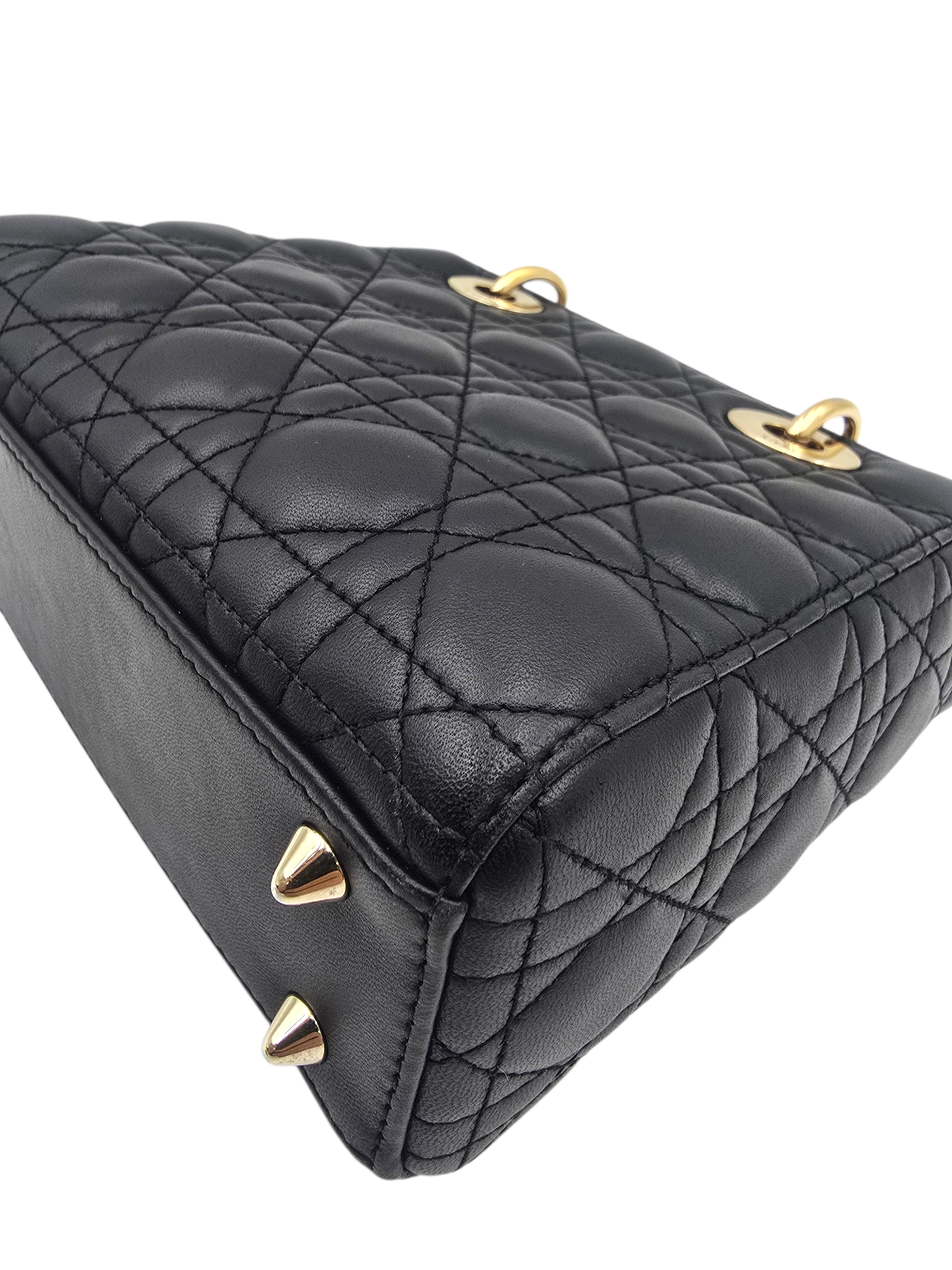 Lady Dior Black Top Handle Bag in Calfskin