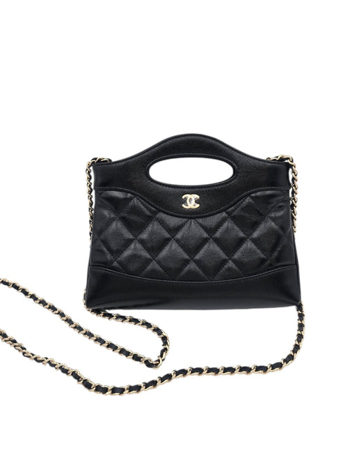 31 Nano Black cross body in Calfskin, Gold hardware