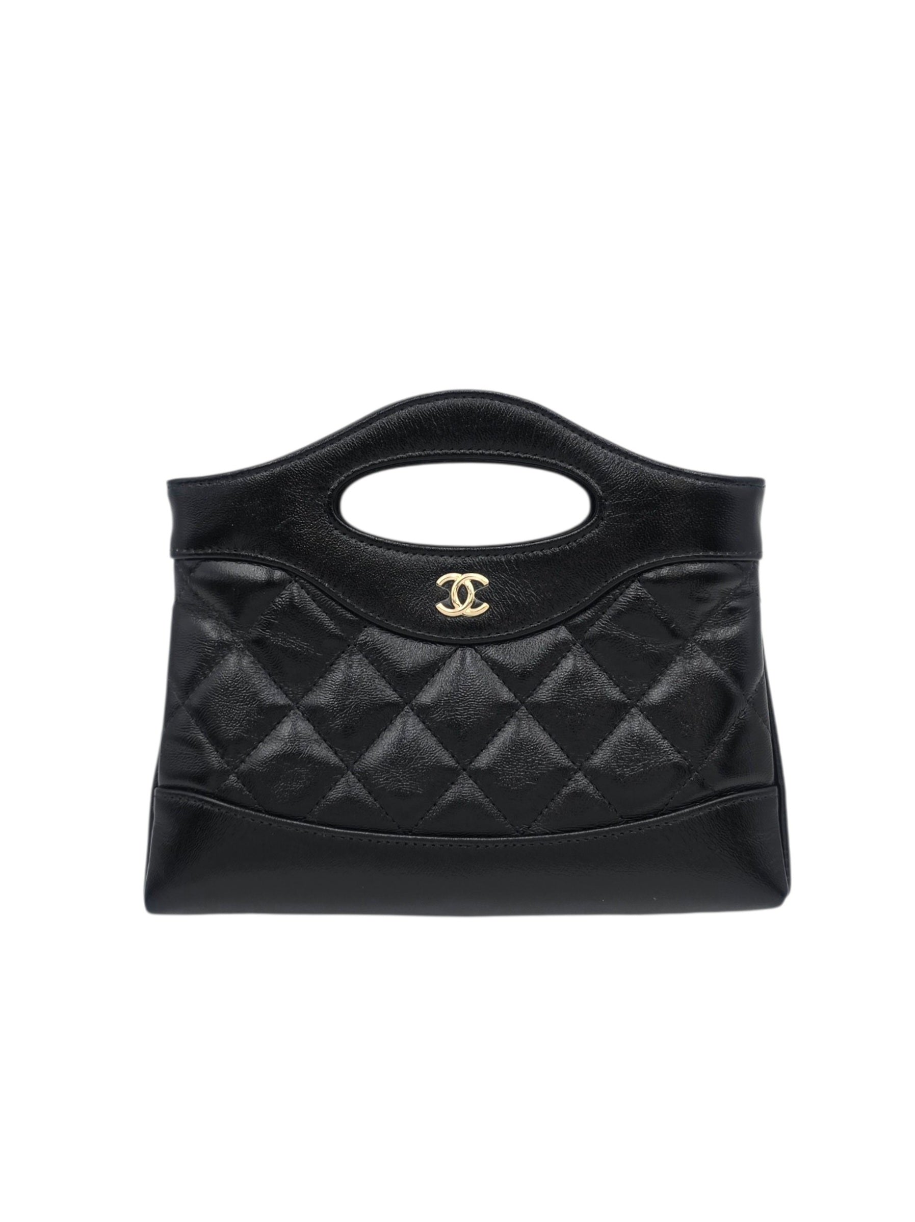31 Nano Black cross body in Calfskin, Gold hardware