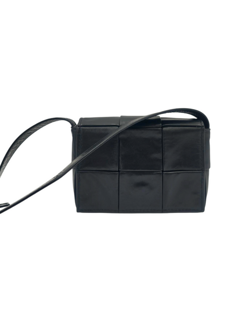Bottega Veneta Cassette Mini Black Shoulder Bag in Cowhide Leather, Silver hardware_1