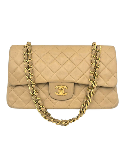 Chanel Classic Flap Medium Beige Shoulder Bag in Lambskin, Gold hardware_1