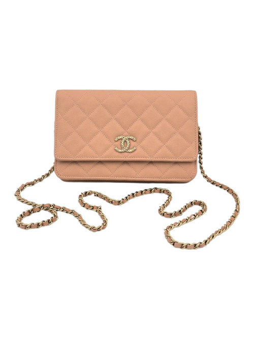 Wallet On Chain Peach Shoulder Bag in Caviar, Gold hardware AS2509-00256FR 1