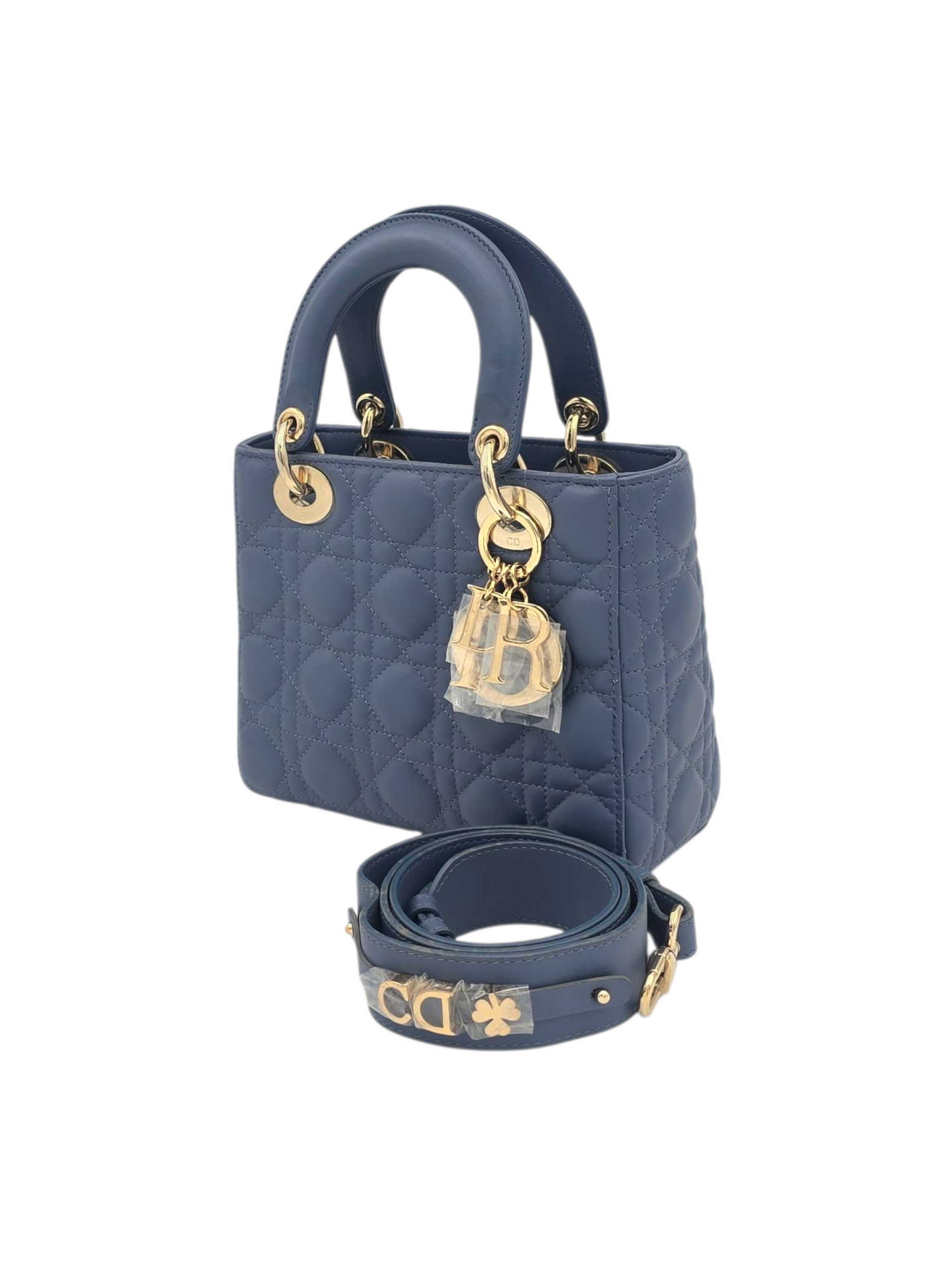 Christian Dior Lady Dior Blue Shoulder Bag in Lambskin, Silver hardware_1