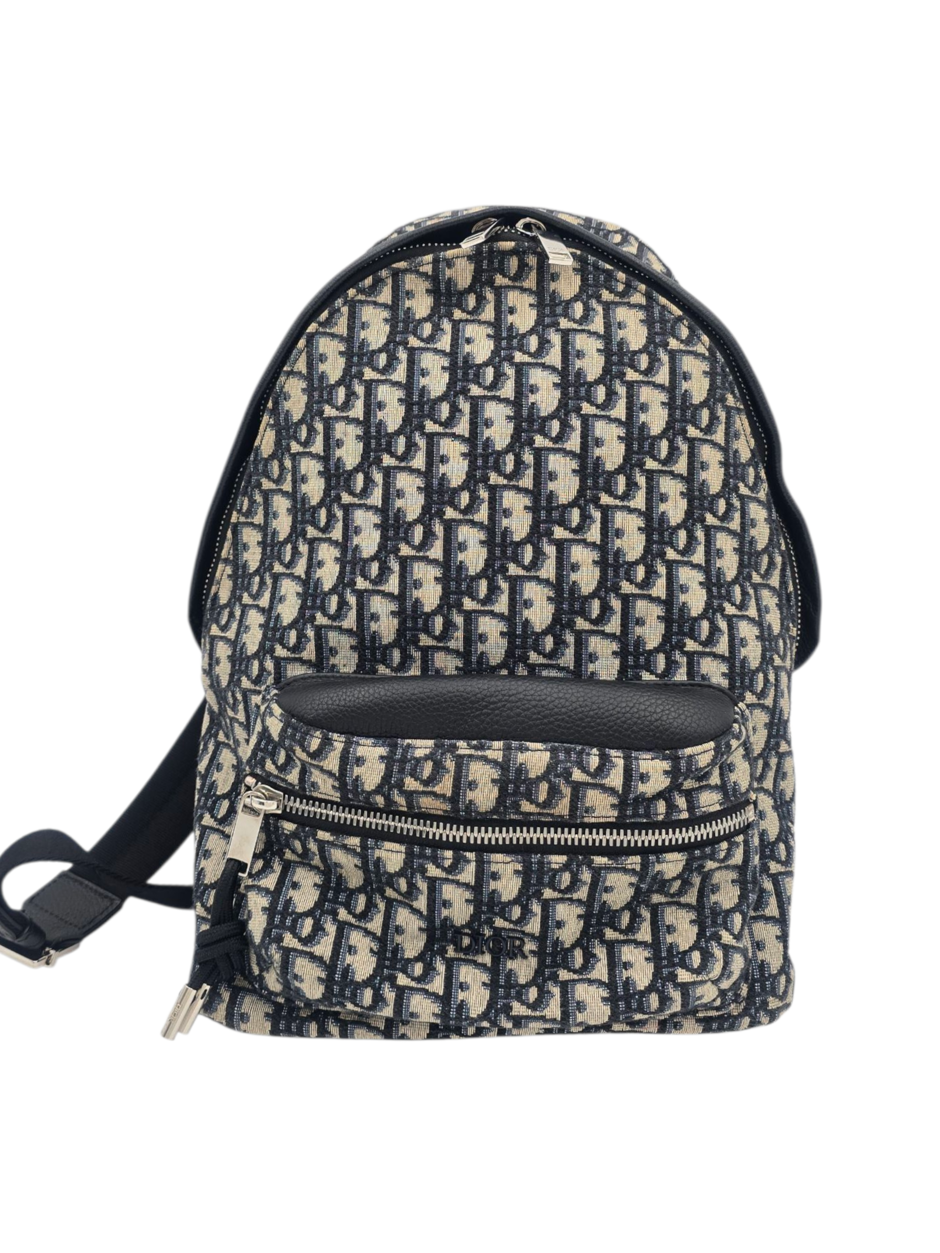 Christian Dior Oblique Rider Backpack Mini Blue Backpack in Canvas, Silver hardware_1