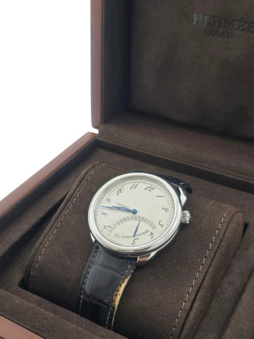 Hermès Arceau Time Suspended 43mm Brown Watch in Leather, Palladium hardware_1