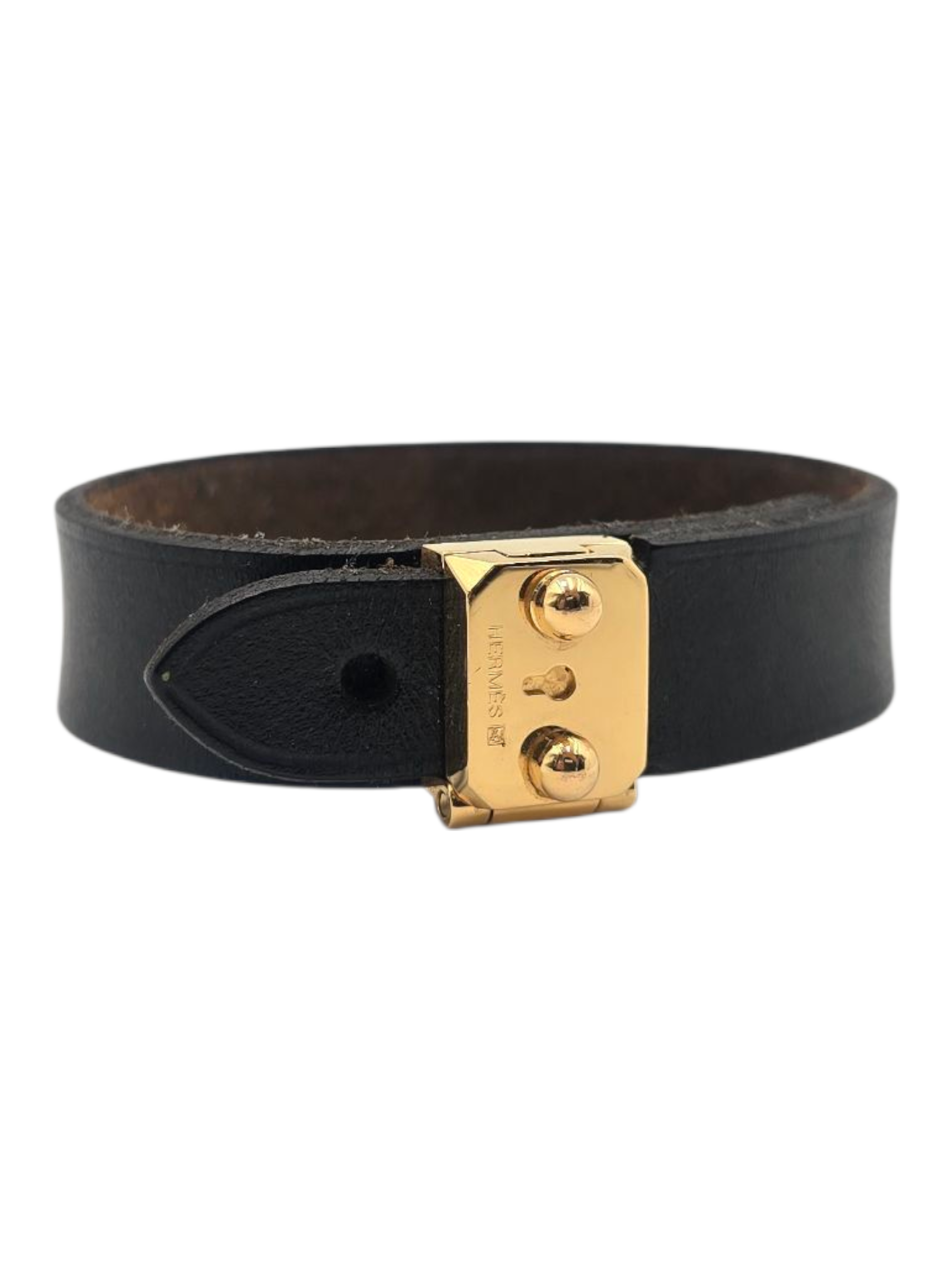 Hermès Bangle Medium Black Bangle in Swift, Gold hardware_1