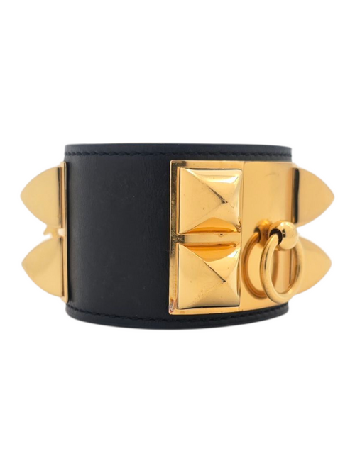 Hermès CDC Small Black Bangle in Swift, Gold hardware_1