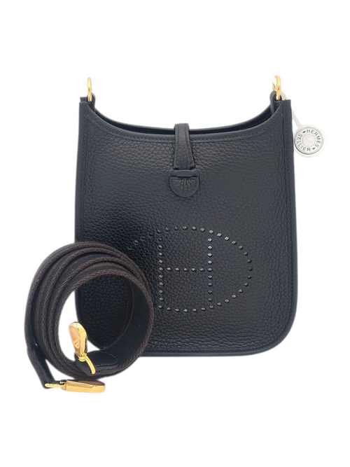 Hermès Evelyne Mini Black in Clemence, Gold hardware_1