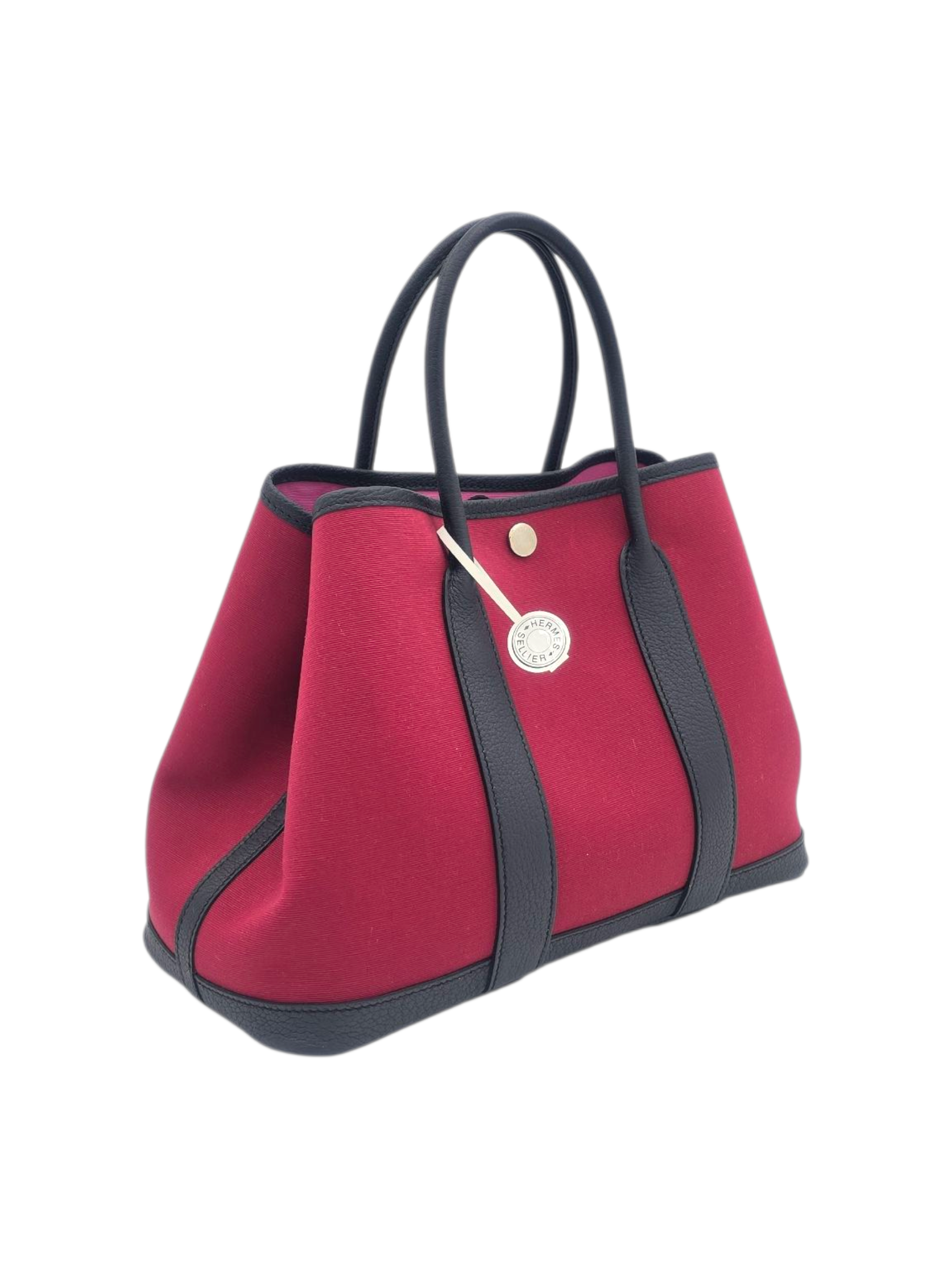 Hermès Garden Party 30 Rubis in Toile, Palladium hardware_1