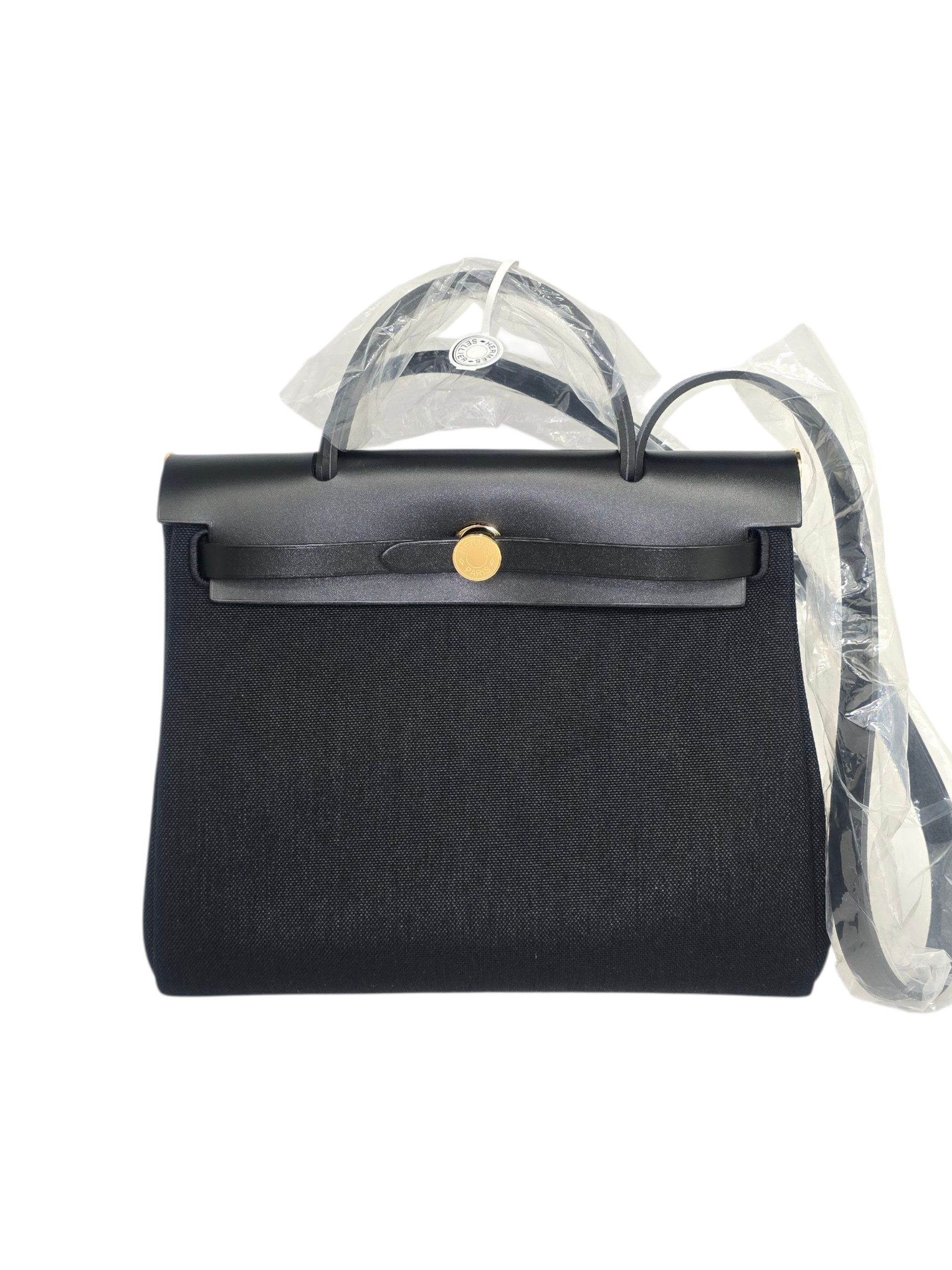 Hermès Herbag 31 Black in Toile, Gold hardware_1