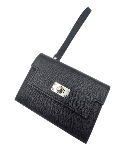 Hermès Kelly Pocket Slim Black Wallet in Epsom, Palladium hardware_1