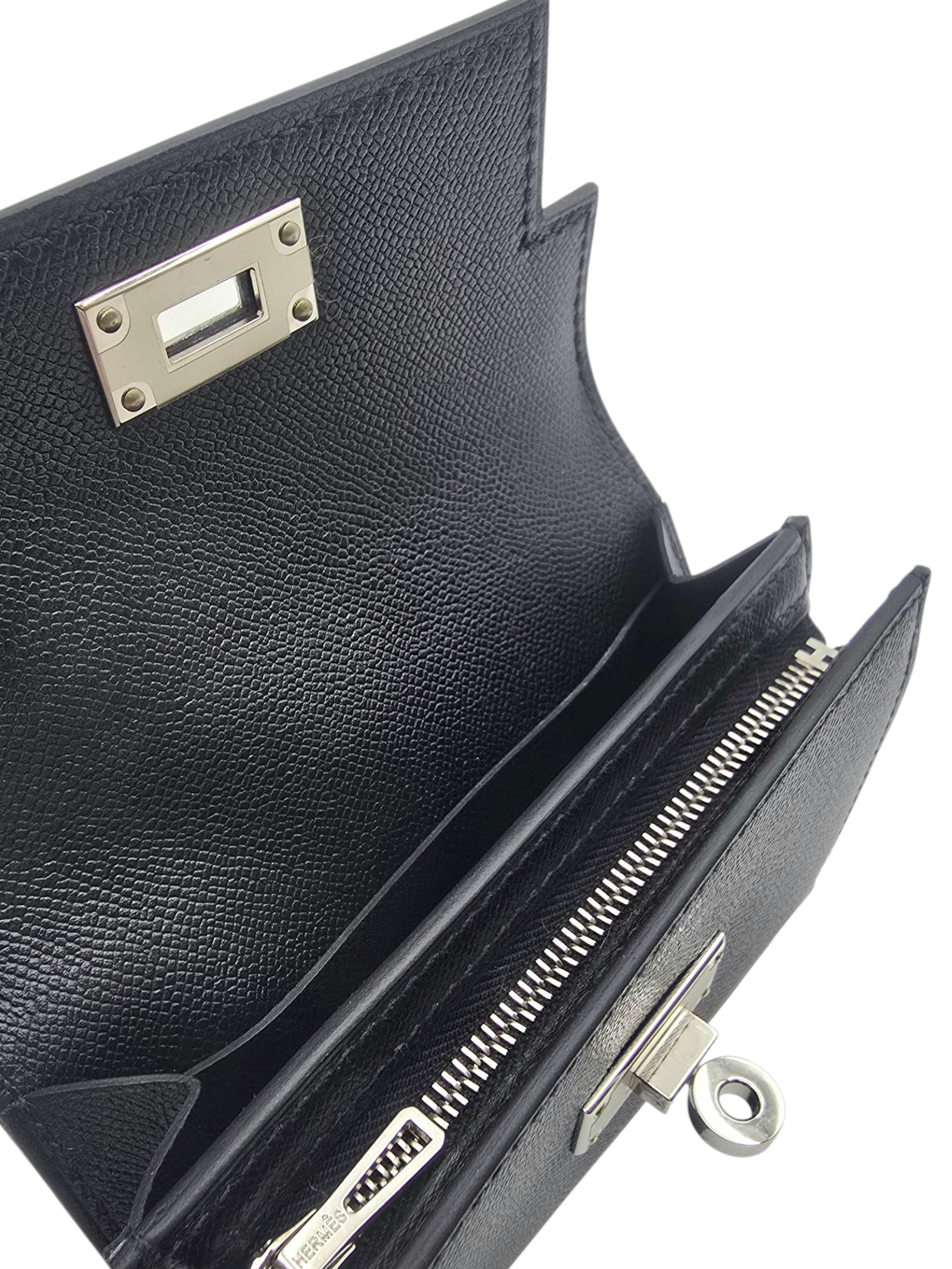 Hermès Kelly Pocket Slim Black Wallet in Epsom, Palladium hardware_3