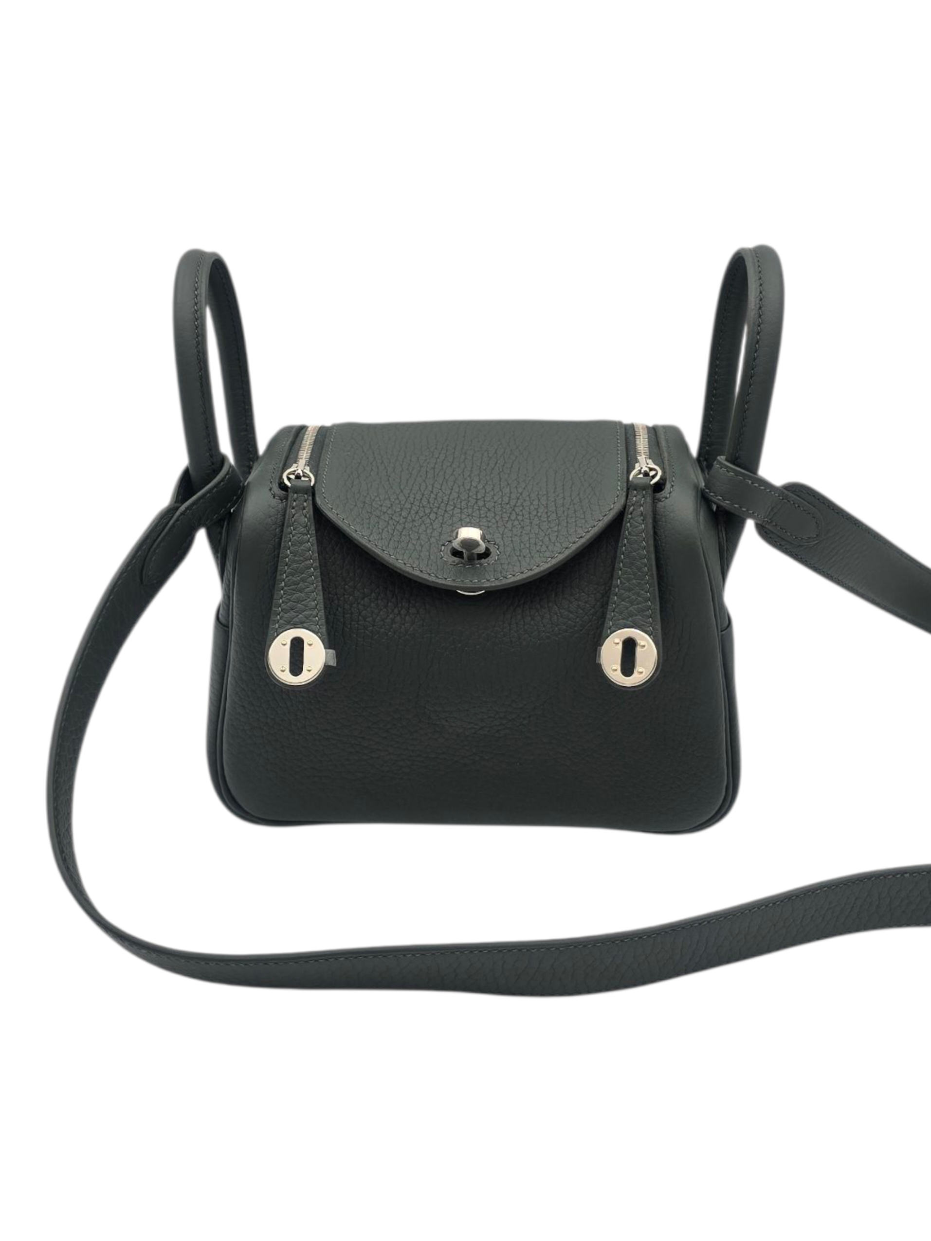 Hermès Lindy II Mini Vert Mangrov in Clemence, Palladium hardware_1