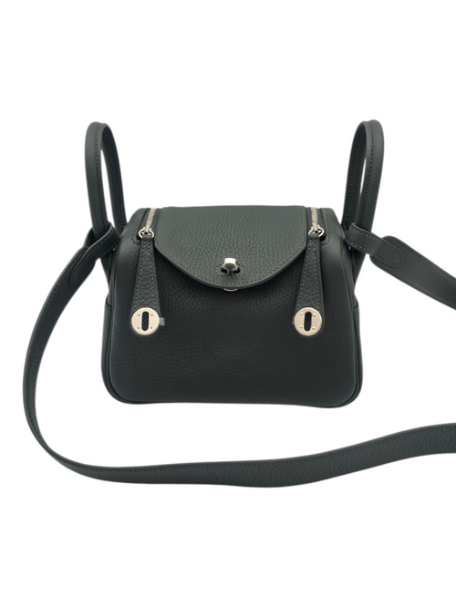 Hermès Lindy II Mini Vert Mangrov in Clemence, Palladium hardware_1
