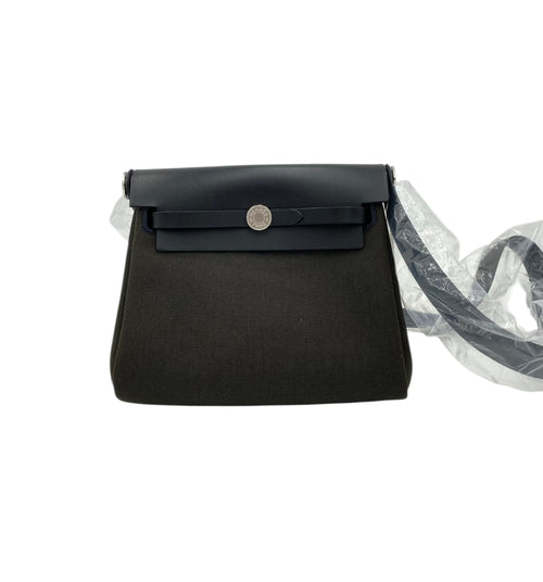 Hermès Herbag 20 Dark Bronze/Black in Toile/Vache Hunter, Palladium hardware_1