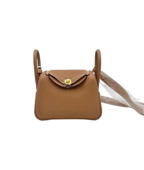 Hermès Lindy Mini Gold in Clemence, Gold hardware_1