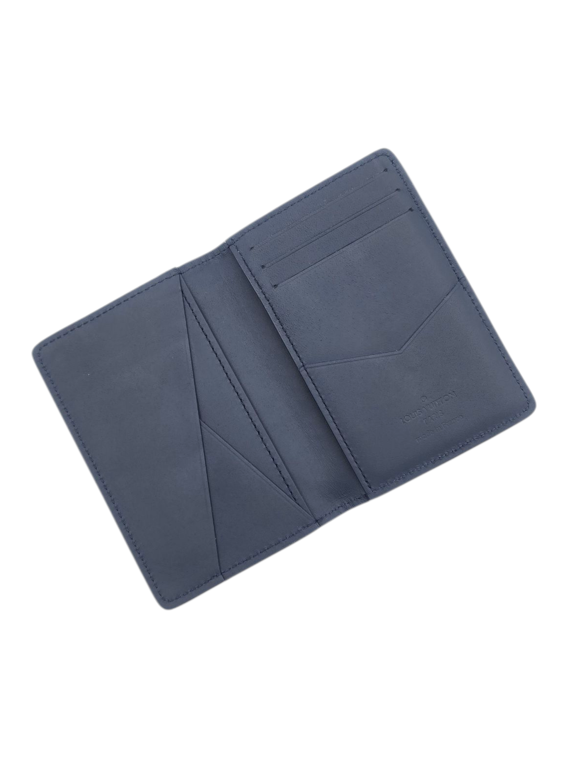 Louis Vuitton LV Aerogram Pocket Organizer Navy Blue Card Holder in Vachetta leather_2
