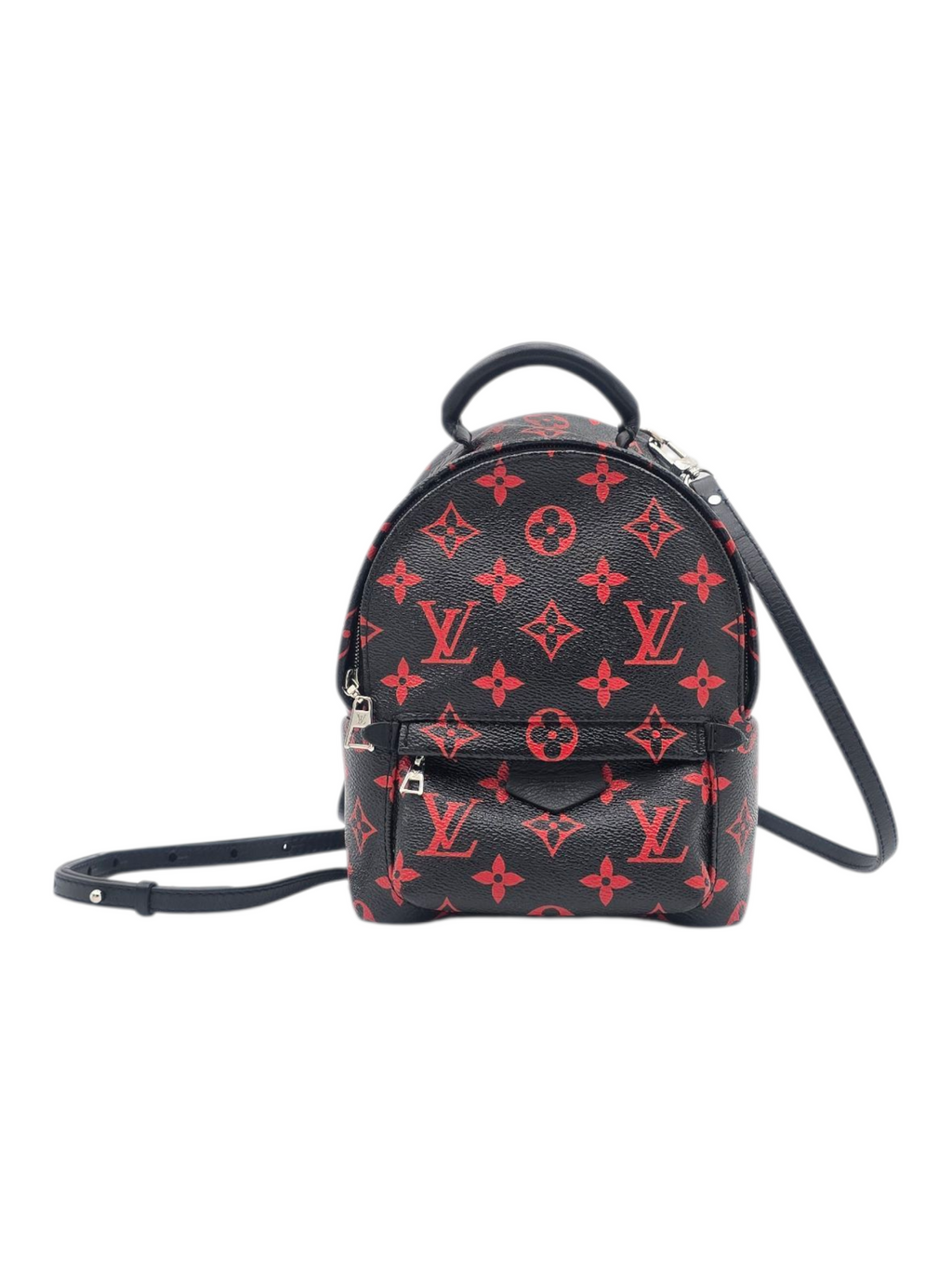 Palm Springs Mini Black Backpack in Canvas, Silver hardware