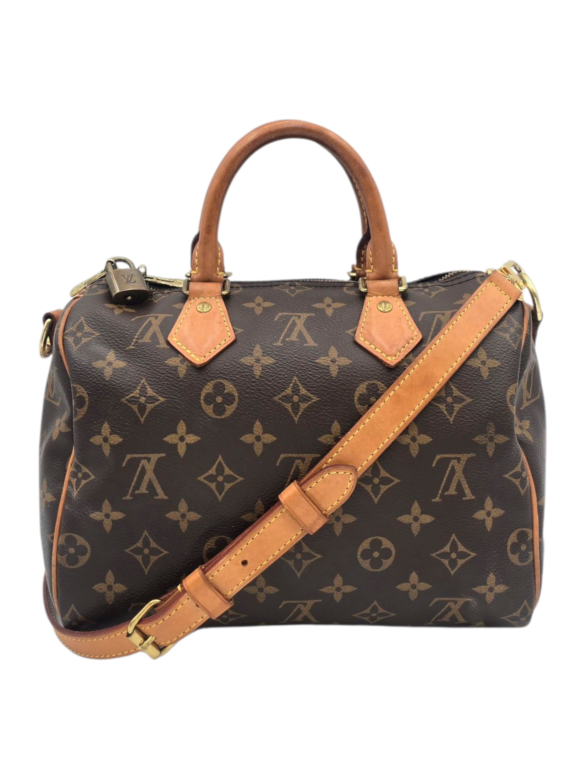 Louis Vuitton Speedy Bandouliere 25 Brown Shoulder Bag in Monogram Coated Canvas, Gold hardware_1
