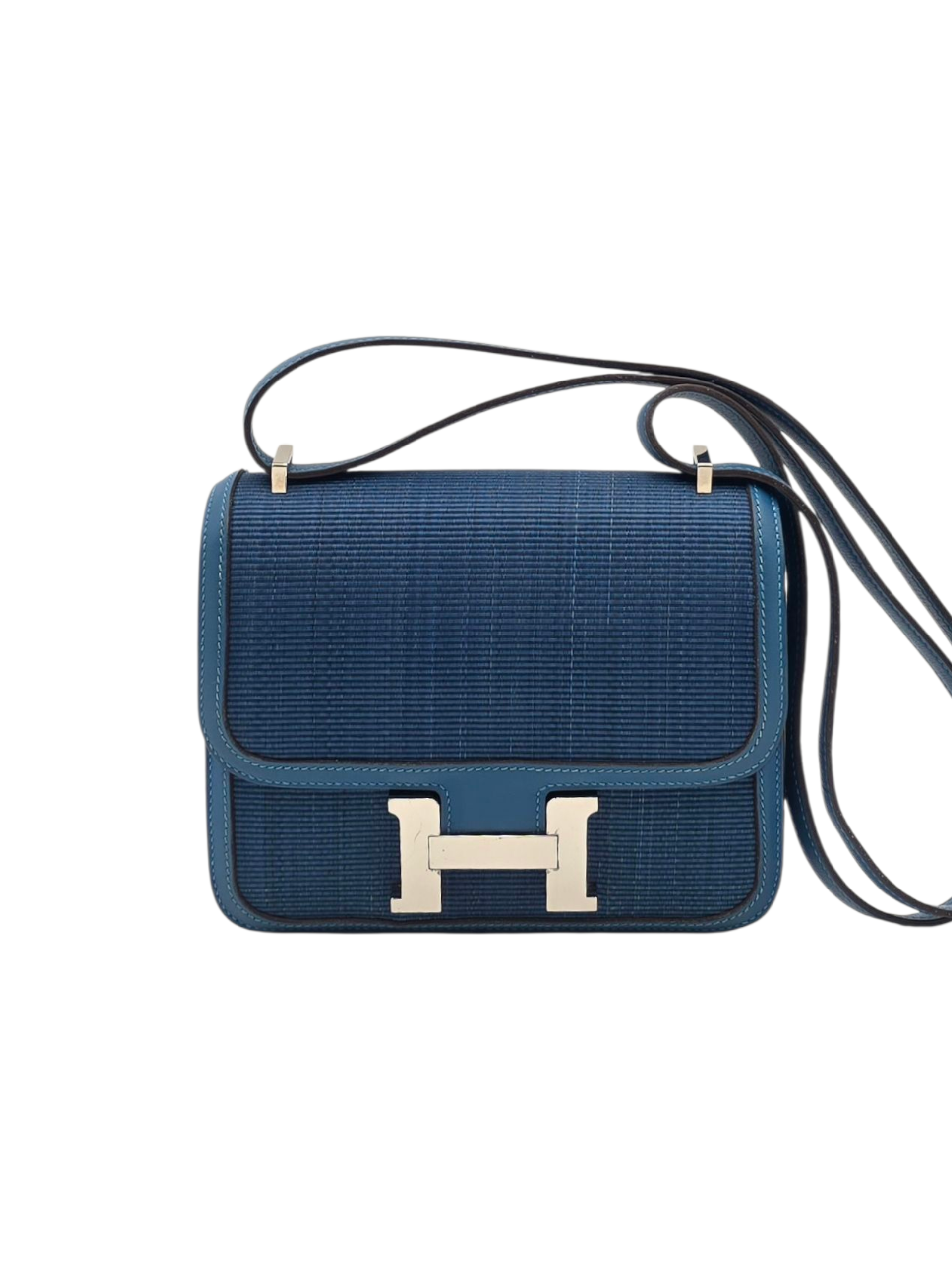 Hermès Constance III 18 Bleu Thalassa/Mykonos in Ottoman De Crin, Palladium hardware_1