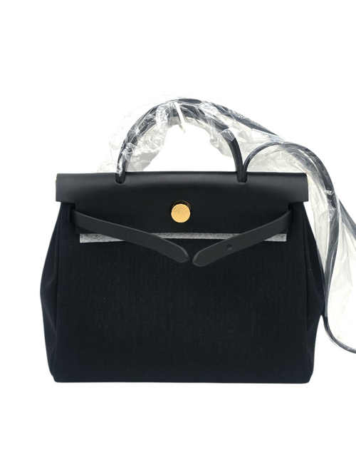 Hermès Herbag 31 Black in Toile/Vache Hunter, Gold hardware_1