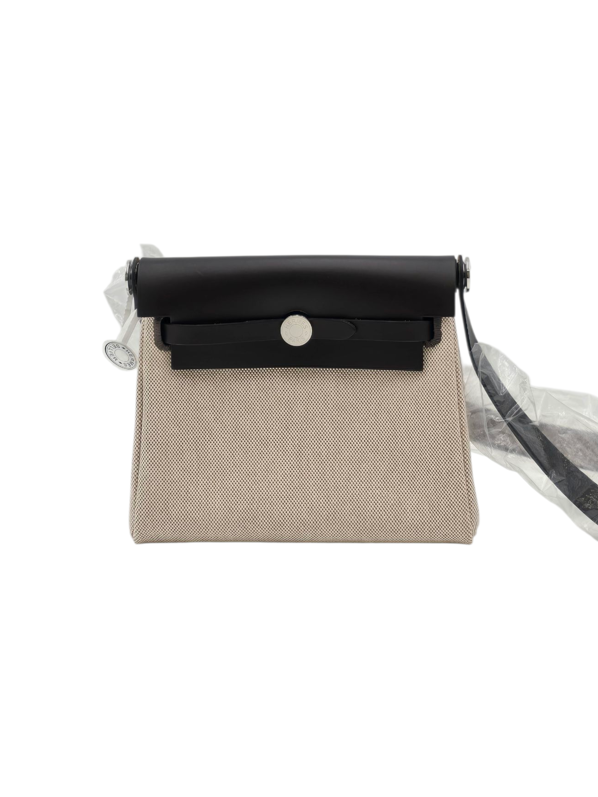 Hermès Herbag 20 Ecru/Beige/Ebene in Toile/Vache Hunter, Palladium hardware_1