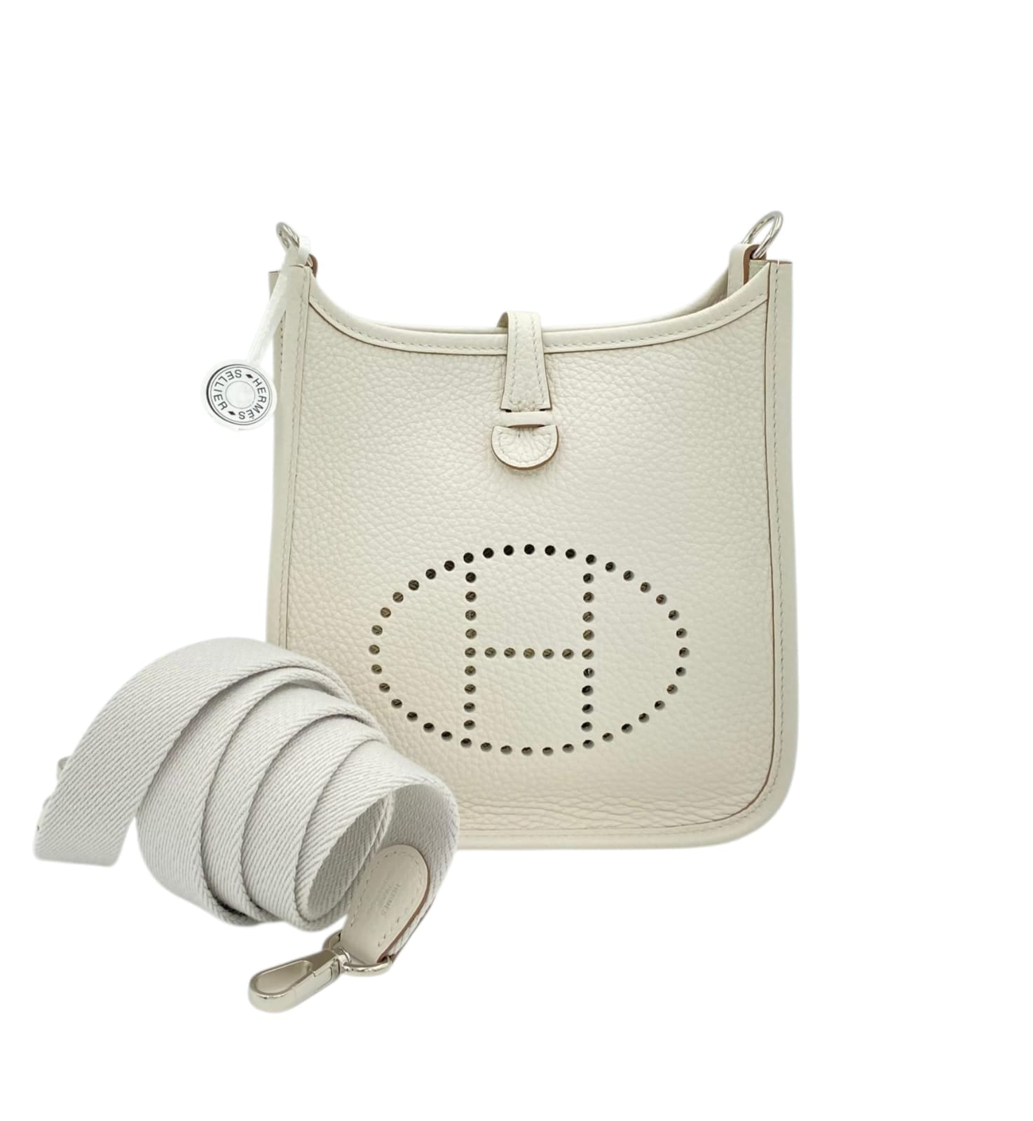 Hermès Evelyne Mini Gris Pale in Clemence, Palladium hardware_1