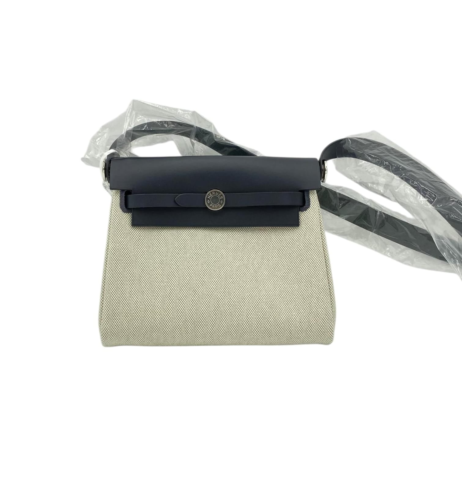 Hermès Herbag 20 Ecru/Bleu Glacier/Ardoise in Toile/Vache Hunter, Palladium hardware_1