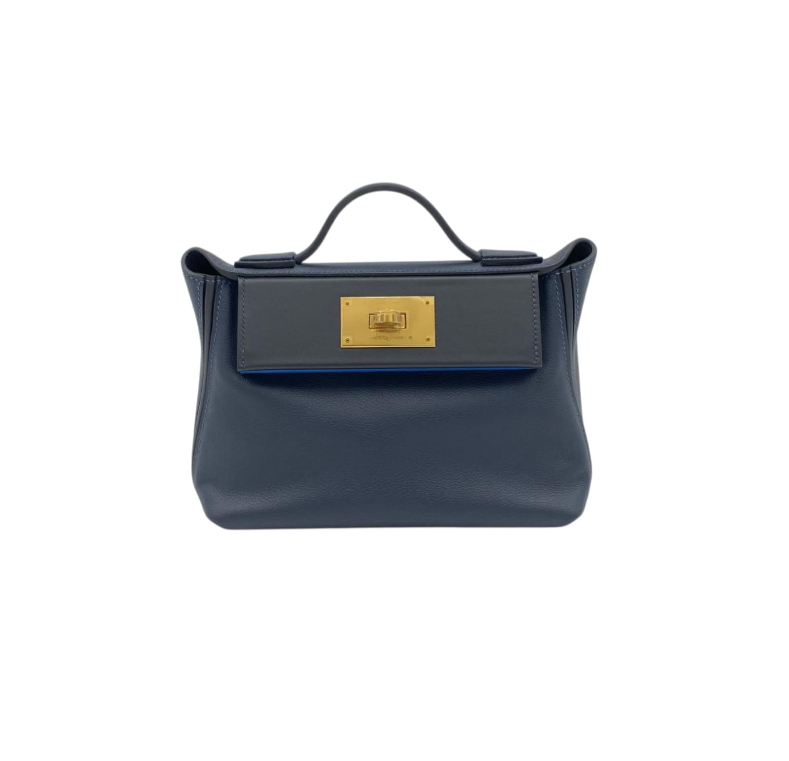 Hermès 24/24 Mini Blue Nuit/Blue Zellige in Evercolor, Gold hardware_1