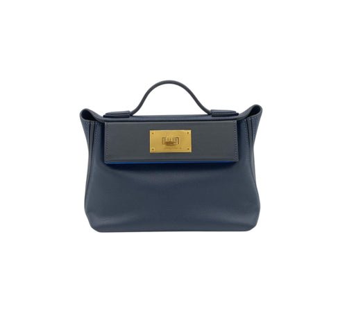 Hermès 24/24 Mini Blue Nuit/Blue Zellige in Evercolor, Gold hardware_1