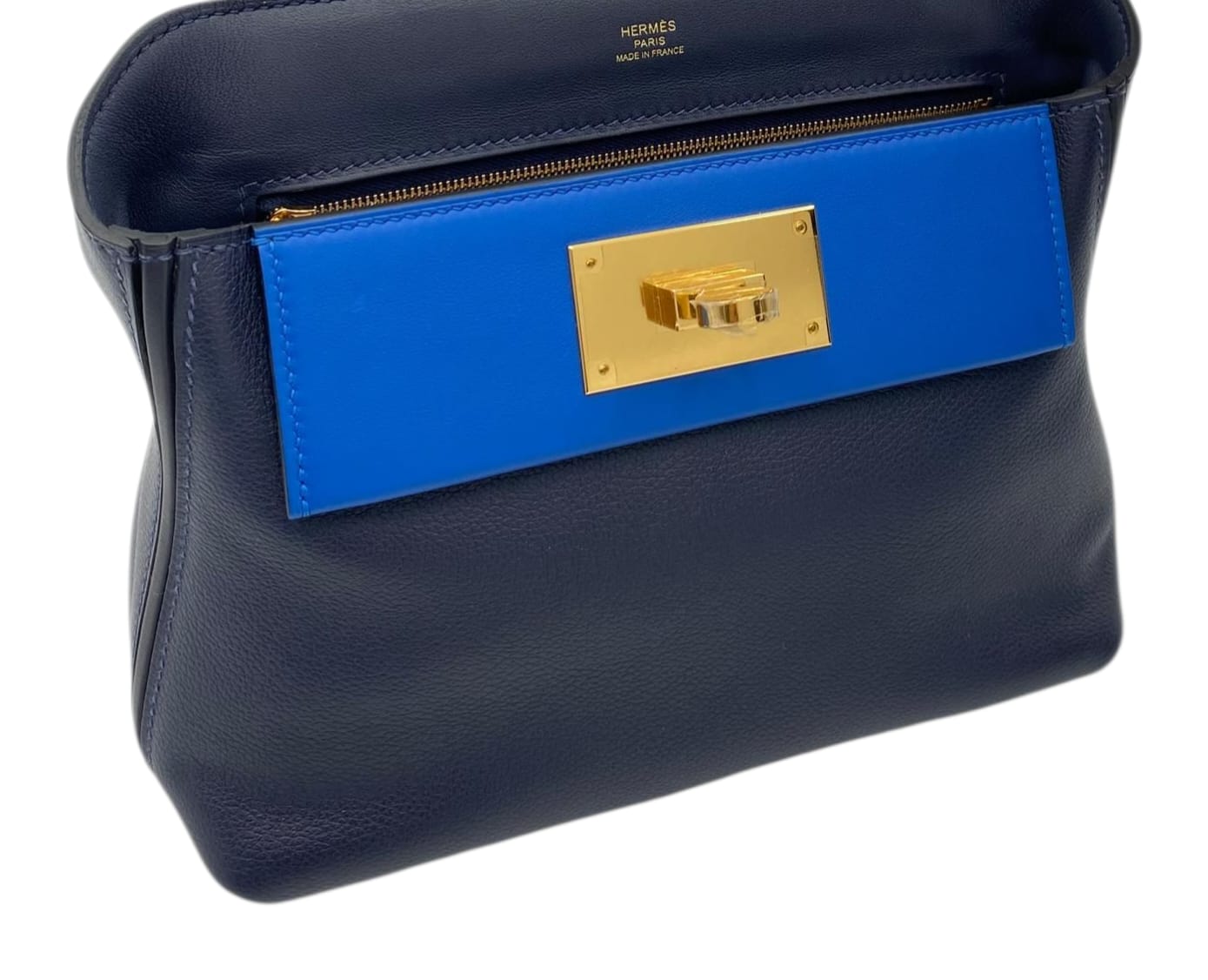 Hermès 24/24 Mini Blue Nuit/Blue Zellige in Evercolor, Gold hardware_1