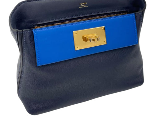Hermès 24/24 Mini Blue Nuit/Blue Zellige in Evercolor, Gold hardware_1